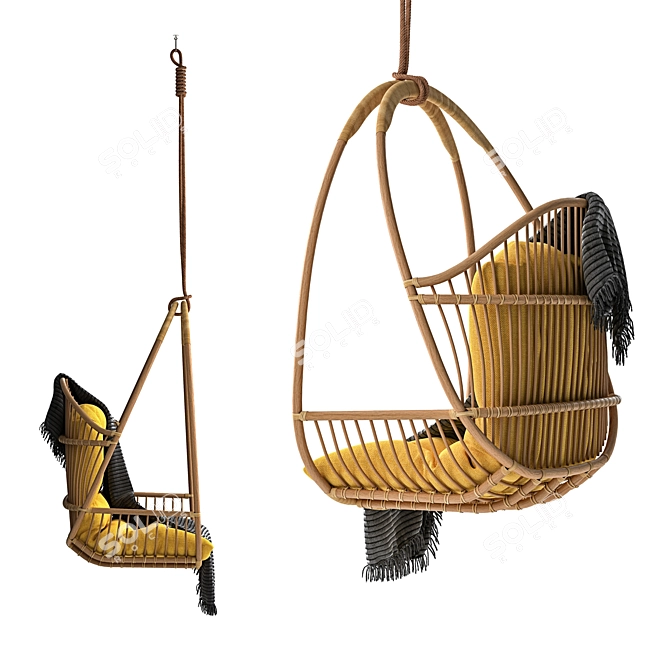 Vintage Hanging Chair - Hemingway Style 3D model image 2