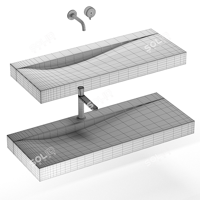 Wave: Modern Bathroom Vanity 3D model image 2