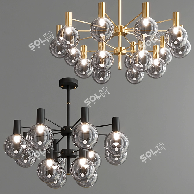 Modern LED Chandelier: Elegant Illumination 3D model image 2