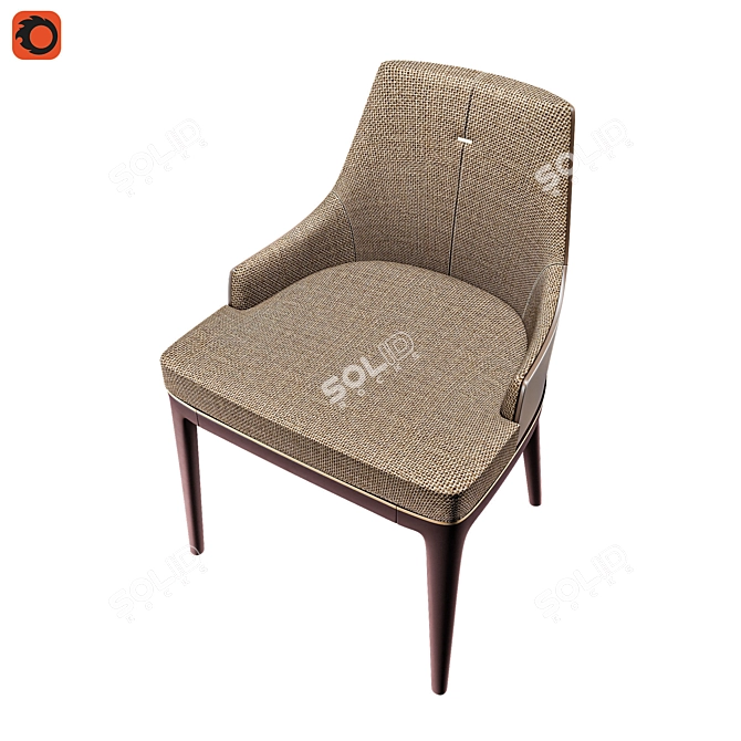 Elegance Oak Dining Chair 3D model image 1