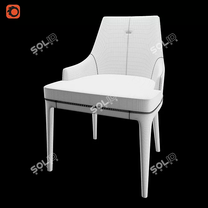 Elegance Oak Dining Chair 3D model image 4