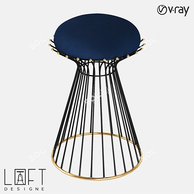 LoftDesign 35000: Stylish Metal and Fabric Stool 3D model image 1