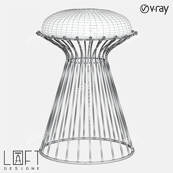 LoftDesign 35000: Stylish Metal and Fabric Stool 3D model image 2