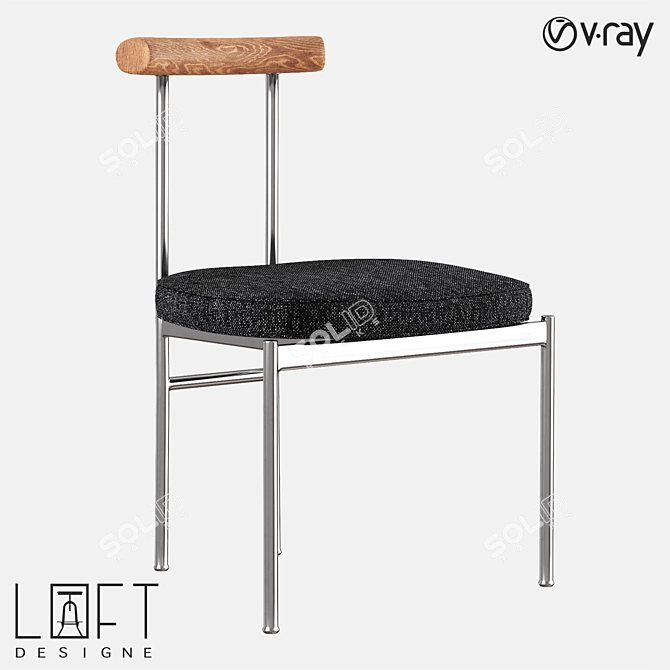 Modern Wood and Metal Chair 3D model image 1