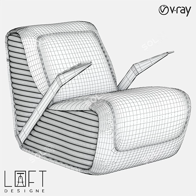 LoftDesign Armchair 35726 - Elegant Metal and Leather Seating 3D model image 2