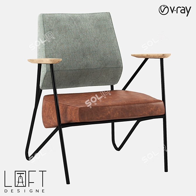 LoftDesigne Armchair: Modern Metal, Eco-Leather, Fabric 3D model image 1