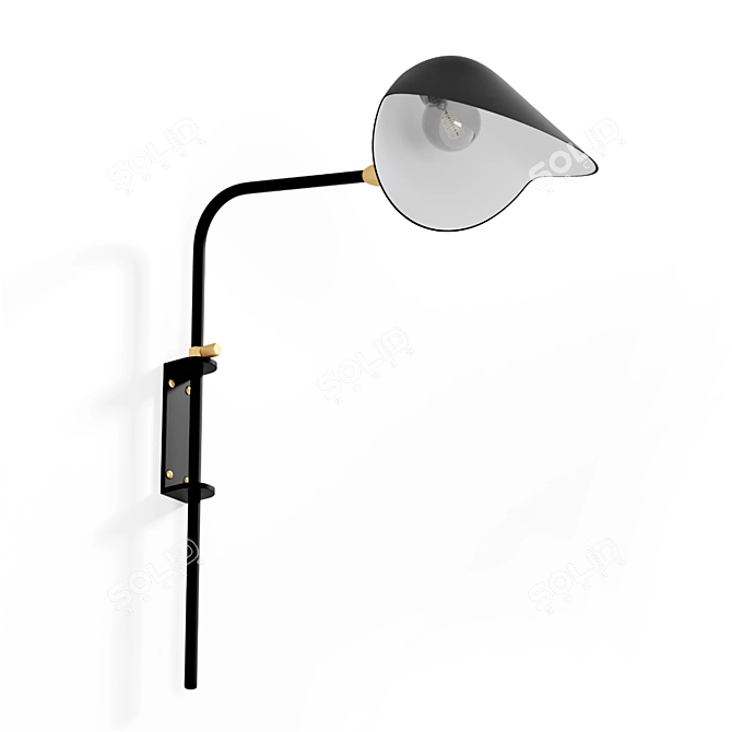 Sleek & Chic: Mouille's Black Anthony Wall Lamp 3D model image 4