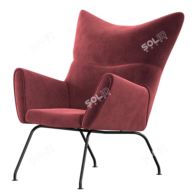 Ch445 Wing Lounge Chair: Modern, Stylish & Comfortable 3D model image 2