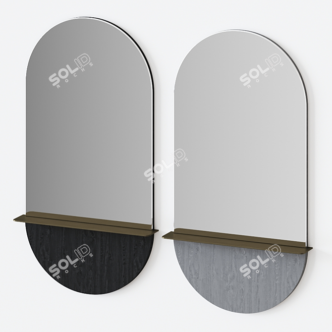 Brass Accent Oval Wall Mirror 3D model image 1