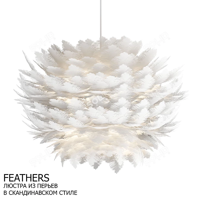 Scandinavian Style Feather Chandelier 3D model image 1