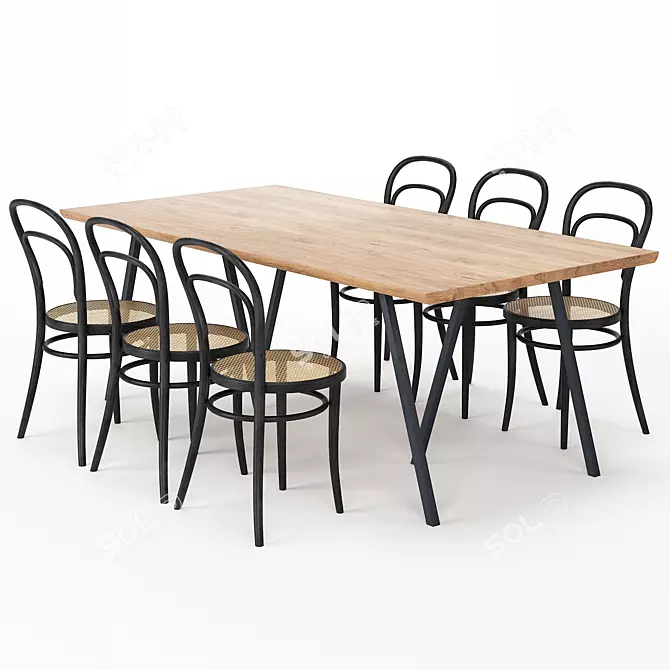 Modern Contemporary Dining Set 3D model image 1