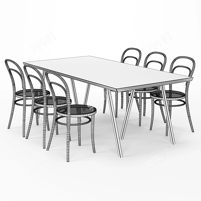 Modern Contemporary Dining Set 3D model image 5