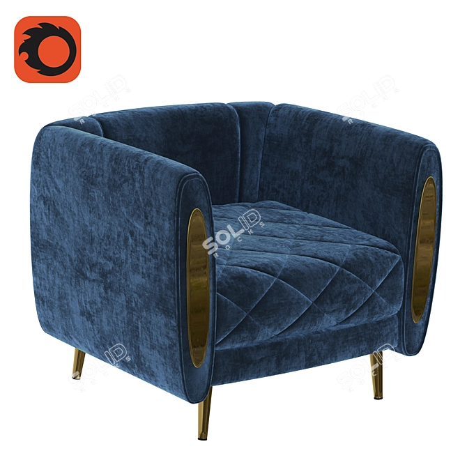 Comfy Fabric Armchair 3D model image 3