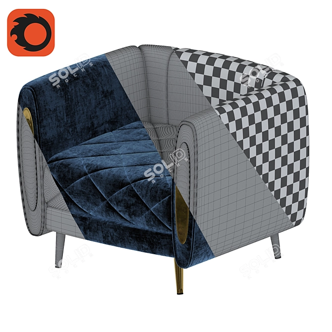 Comfy Fabric Armchair 3D model image 4