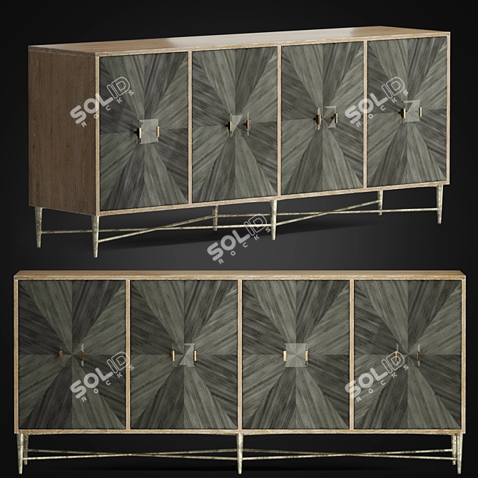 Melange Zola 4-Door Credenza: Elegant Storage Solution 3D model image 1