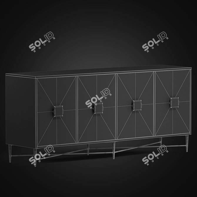 Melange Zola 4-Door Credenza: Elegant Storage Solution 3D model image 4