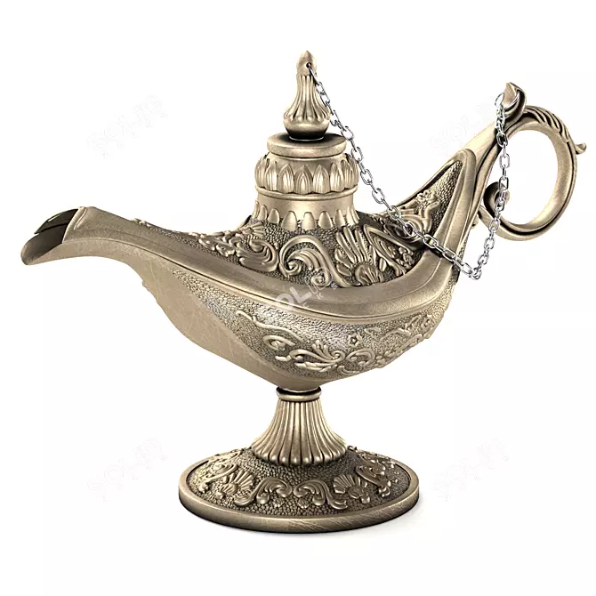 Vintage Aladdin Lamp: Creative Metal Craft 3D model image 1