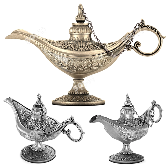 Vintage Aladdin Lamp: Creative Metal Craft 3D model image 2