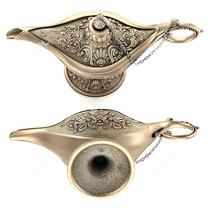 Vintage Aladdin Lamp: Creative Metal Craft 3D model image 3