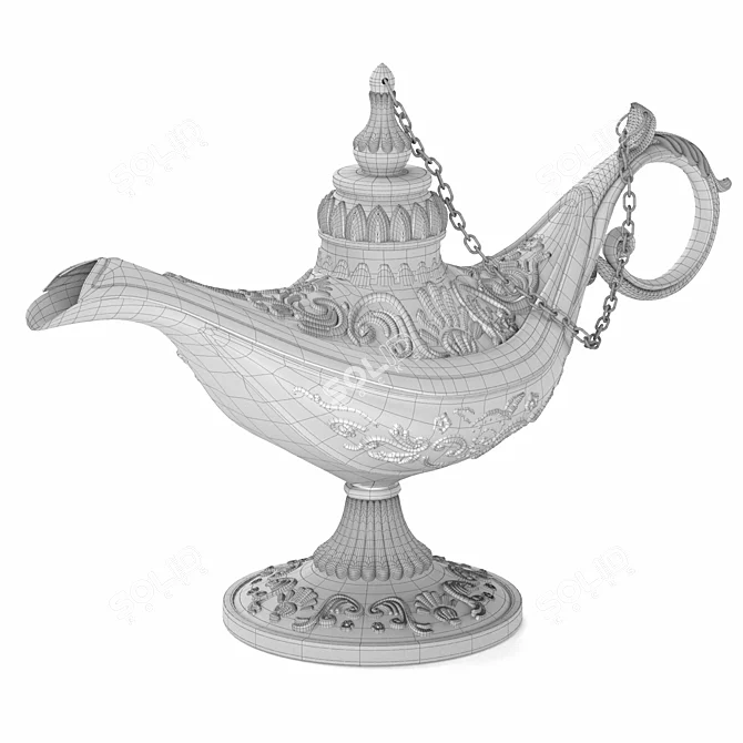 Vintage Aladdin Lamp: Creative Metal Craft 3D model image 4