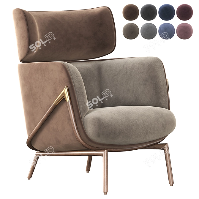 Elegant Elysia Lounge Chair 3D model image 1