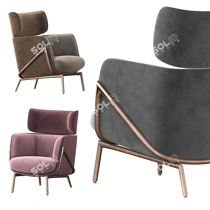 Elegant Elysia Lounge Chair 3D model image 3