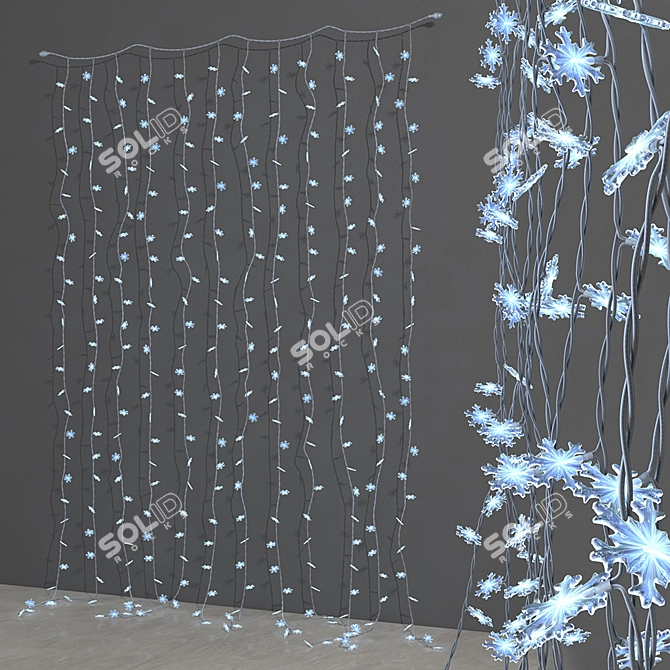 Snowflake Light Garland 3D model image 1