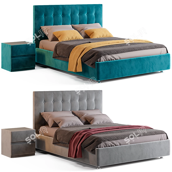 Fernando Bed & Oscar Bedside Table 3D model image 2