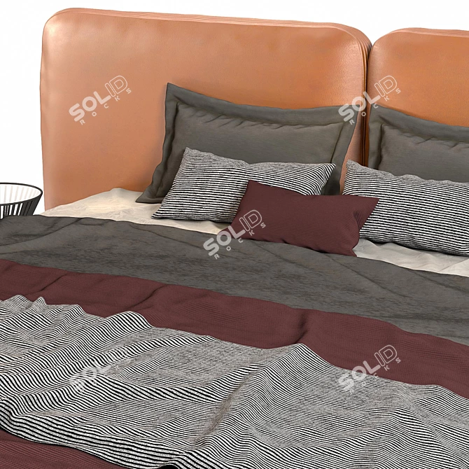 Brown Modern Bed: 717,535 Polys, 719,844 Verts, 3DSMAX, FBX, OBJ 3D model image 2