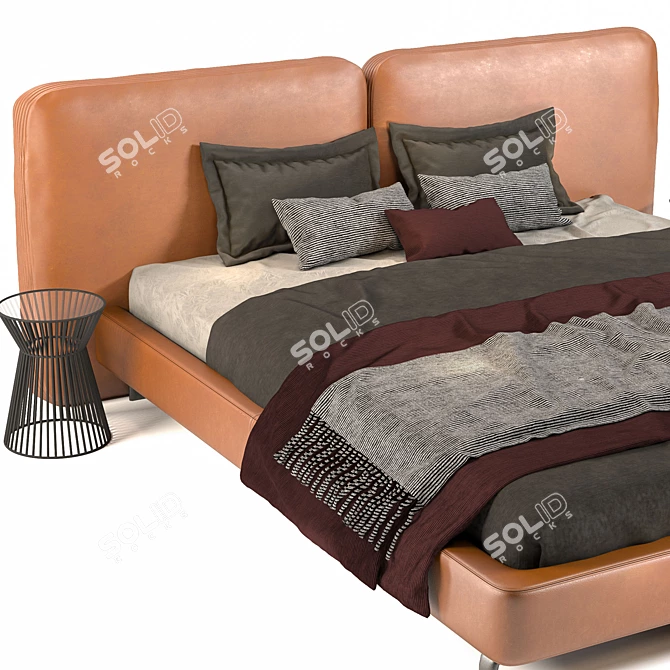 Brown Modern Bed: 717,535 Polys, 719,844 Verts, 3DSMAX, FBX, OBJ 3D model image 3