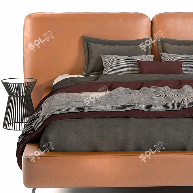 Brown Modern Bed: 717,535 Polys, 719,844 Verts, 3DSMAX, FBX, OBJ 3D model image 4