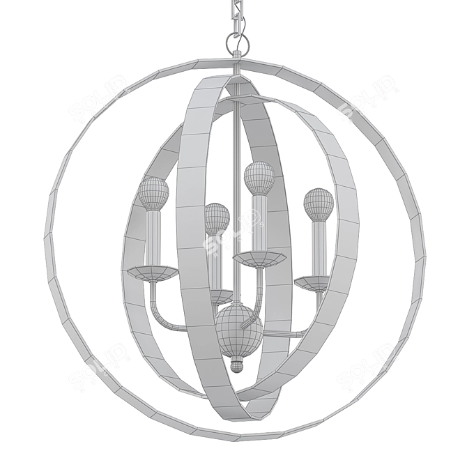 Gilded Lunar Sphere Chandelier 3D model image 2