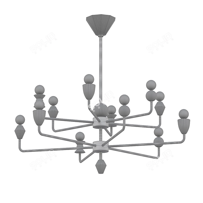 Elegant Black & Brass Chandelier 3D model image 2