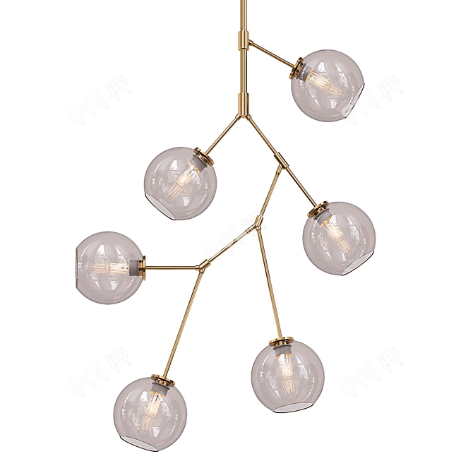 Polished Gold Neutron Chandelier 3D model image 1