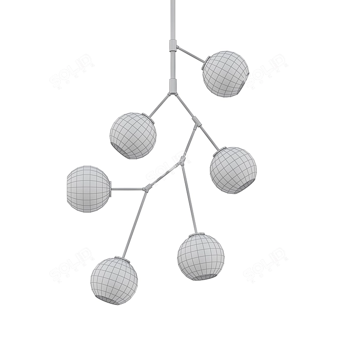 Polished Gold Neutron Chandelier 3D model image 2