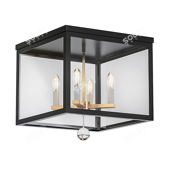 Modern Black Weston Flush Mount 3D model image 1