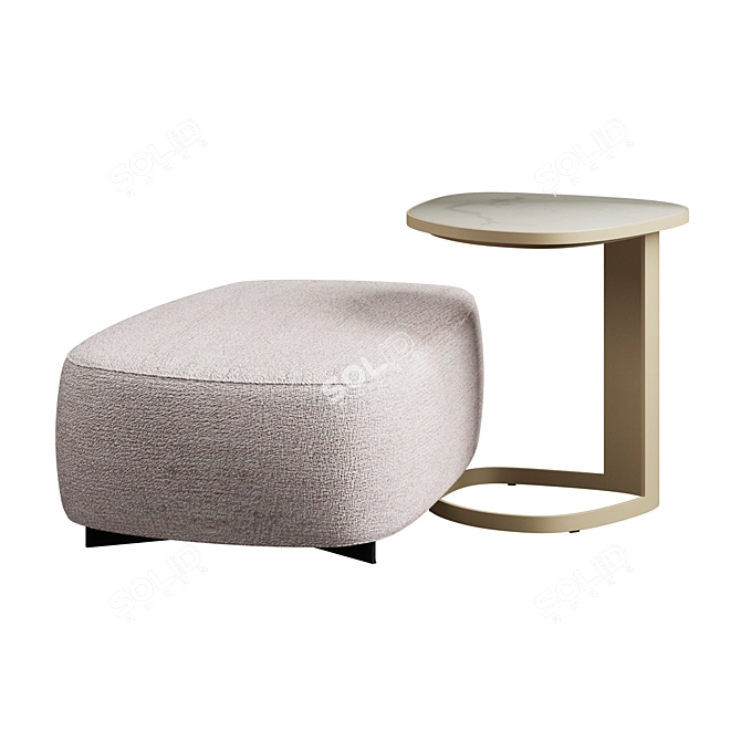 Elegant Saint-Germain Pouf & Koishi Coffee Table 3D model image 2