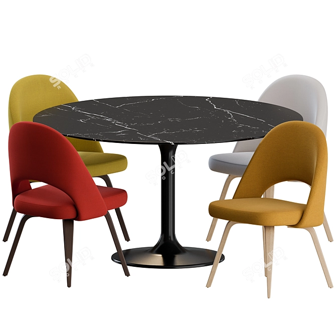 Modern Dining Set by Knoll 3D model image 2