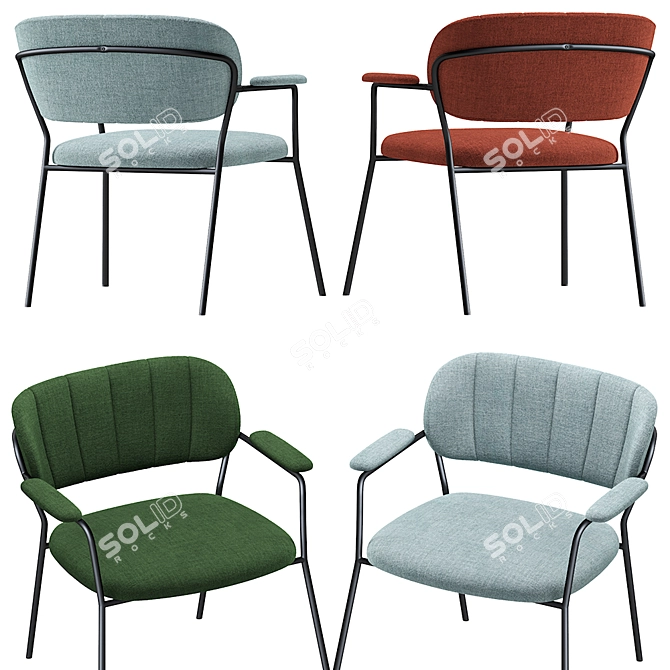 Stylish Jolien Armrest Lounge Chair 3D model image 3