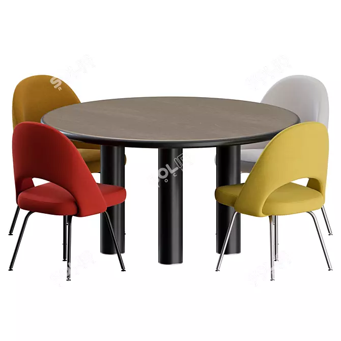 Saarinen Executive Chair & Smalto Table Set 3D model image 1
