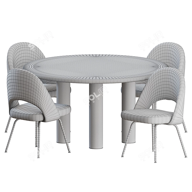 Saarinen Executive Chair & Smalto Table Set 3D model image 4