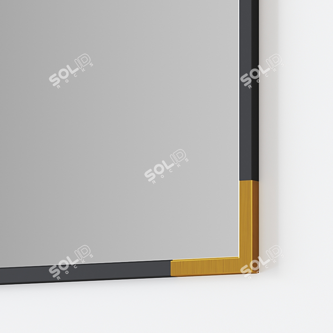 Elegant Black and Gold Wall Mirror 3D model image 2