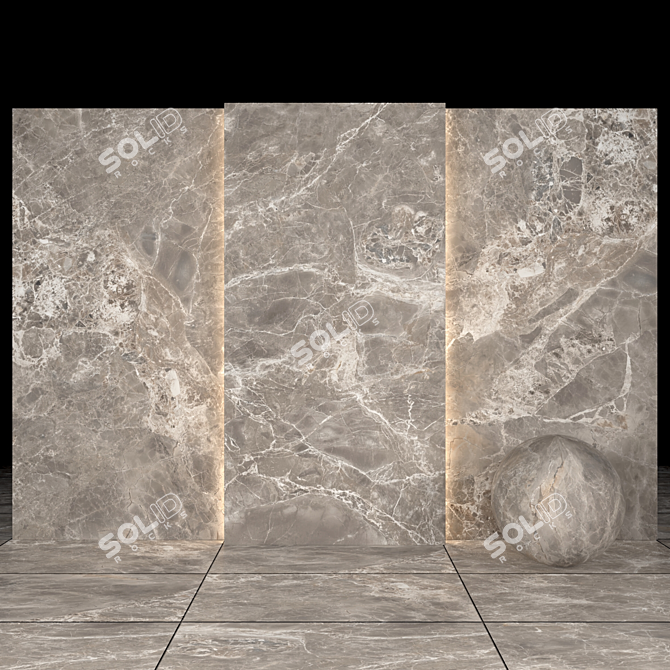 Alpha Gray Marble Textured Slabs & Tiles 3D model image 1