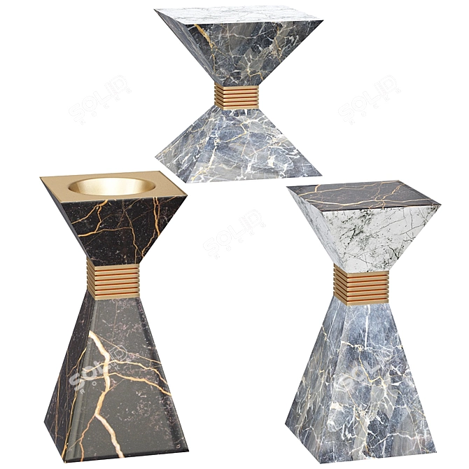 Contemporary Metal and Marble Coffee Table 3D model image 1