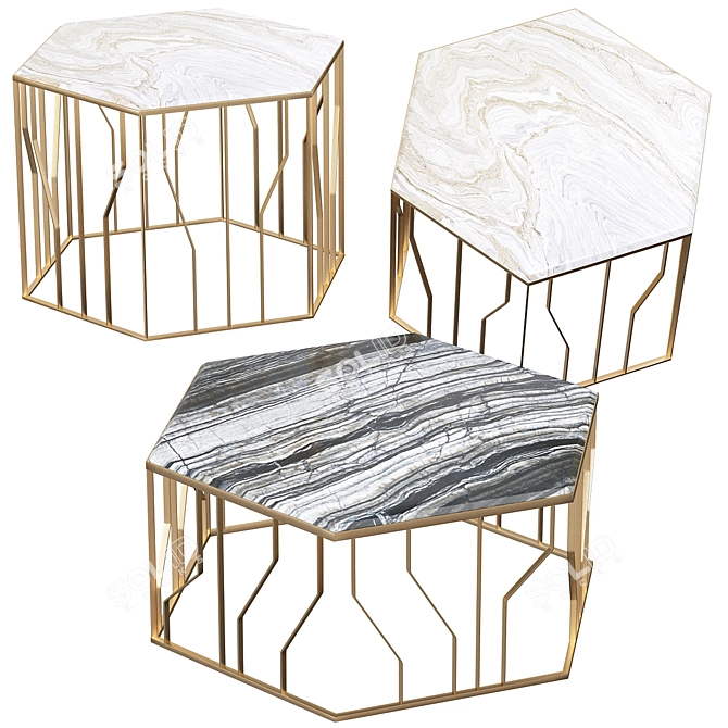 Ginza Contemporary Marble Coffee Table 3D model image 1