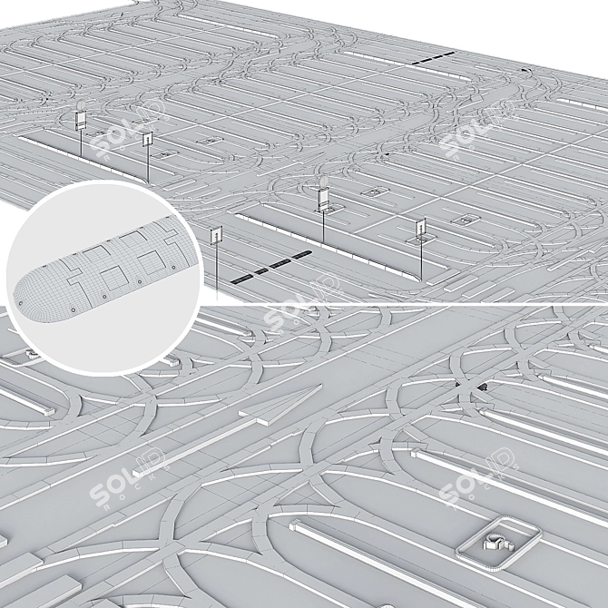 Open Car Park: 77 Spaces 3D model image 4