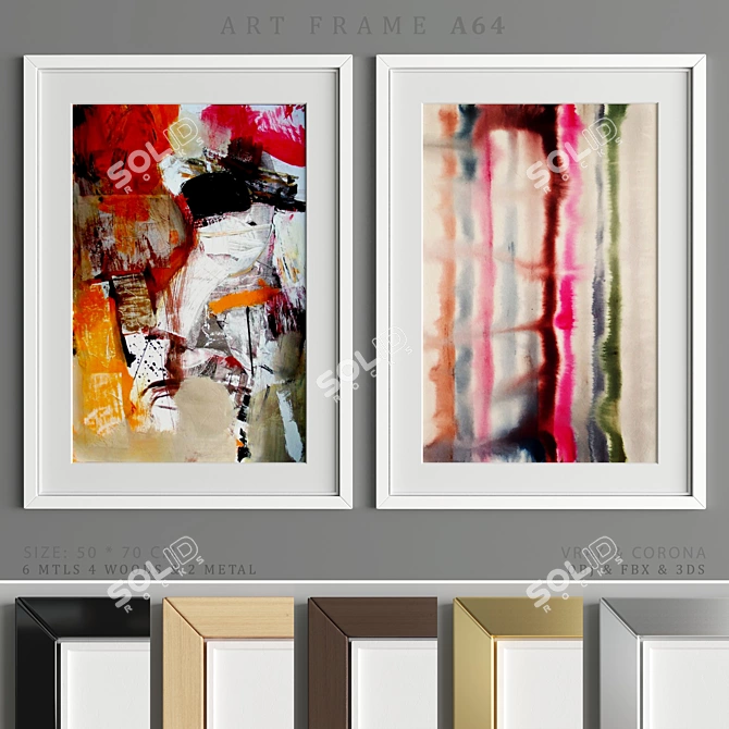 Art Frame A64: Stylish 50x70cm Frames in 4 Wood & 2 Metal Materials 3D model image 1