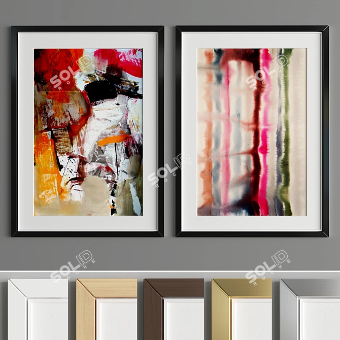 Art Frame A64: Stylish 50x70cm Frames in 4 Wood & 2 Metal Materials 3D model image 3