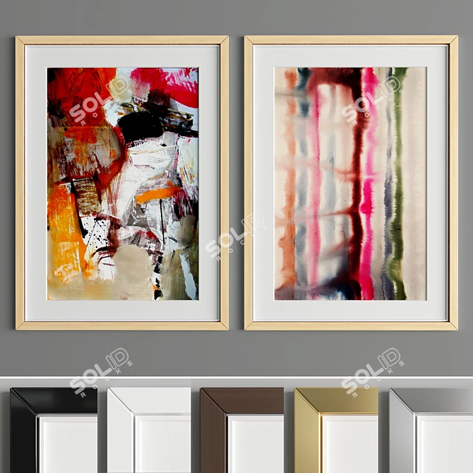 Art Frame A64: Stylish 50x70cm Frames in 4 Wood & 2 Metal Materials 3D model image 4