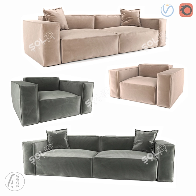 Modern Fox Sofa: Comfort & Style 3D model image 1